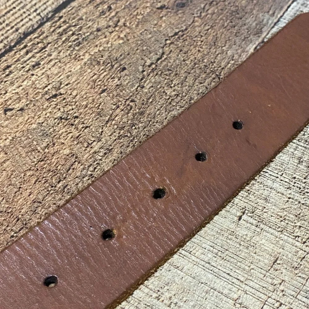 Larry Mahan Mens Brown Leather Belt No Buckle Size 36 USA